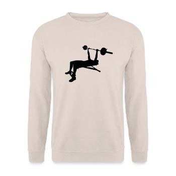 Bankdrücken - Unisex Pullover - Sand - Vorne - Alina (178cm) & Michal (187cm)