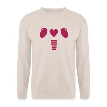 Bembel Love - Apfelwein und Geripptes - Unisex Pullover - Sand - Vorne - Alina (178cm) & Michal (187cm)