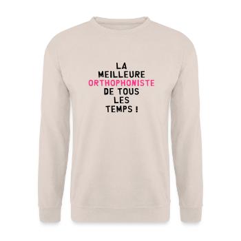 Orthophoniste / Orthophonie / Dyslexie / Médecin - Sweat-shirt Unisexe - sable - Devant - Alina (178cm) & Michal (187cm)