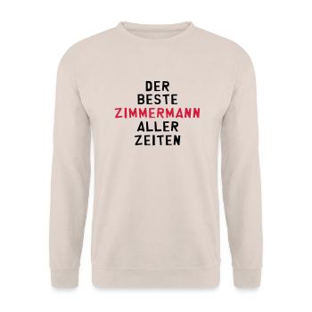 Zimmermann Zimmerin Dachdecker Tischler Holz - Unisex Pullover - Sand - Vorne - Alina (178cm) & Michal (187cm)
