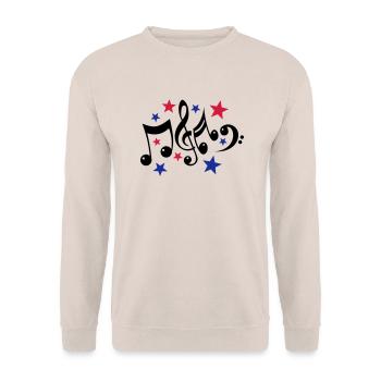 Music Notes and Stars 3c - Unisex Sweatshirt - sand - Front - Alina (178cm) & Michal (187cm)