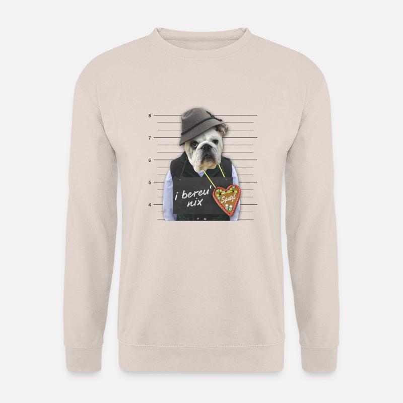 Lustiger Bulldogge "Spatzl" - Unisex Pullover - Sand
