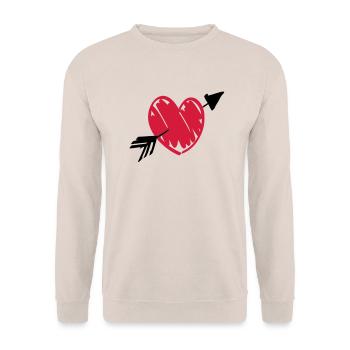 Herz Pfeil - Unisex Pullover - Sand - Vorne - Alina (178cm) & Michal (187cm)