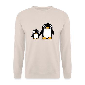 2 Penguins Dad Mom Child Baby Hands Holding Cute - Unisex Sweatshirt - sand - Front - Alina (178cm) & Michal (187cm)