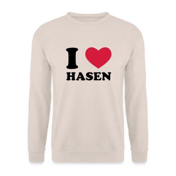 I Love Hasen - Unisex Pullover - Sand - Vorne - Alina (178cm) & Michal (187cm)