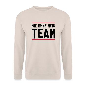 nie ohne mein team - Unisex Pullover - Sand - Vorne - Alina (178cm) & Michal (187cm)