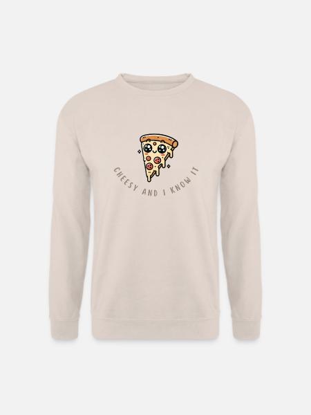 Funny Pizza Slice – Cheesy & Awesome Shirt - Unisex Pullover - Sand