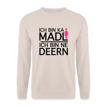 Ich bin ka Madl, Ich bin ne Deern - Unisex Pullover - Sand - Vorne - Alina (178cm) & Michal (187cm)