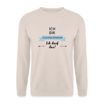 feuerwehrmann - Unisex Pullover - Sand - Vorne - Alina (178cm) & Michal (187cm)