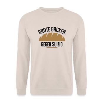 Brote backen gegen Suizid - Unisex Pullover - Sand - Vorne - Alina (178cm) & Michal (187cm)