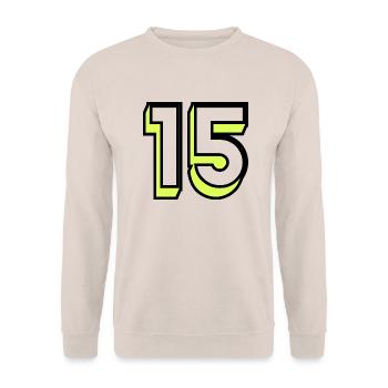 15. 15 YEARS. 15th ANNIVERSARY. BIRTHDAY 15 YEARS. - Unisex Sweatshirt - sand - Front - Alina (178cm) & Michal (187cm)