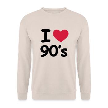 I Love 90's - Sweat-shirt Unisexe - sable - Devant - Alina (178cm) & Michal (187cm)