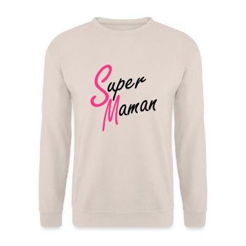 Super Maman - Unisex Pullover - Sand - Vorne - Alina (178cm) & Michal (187cm)
