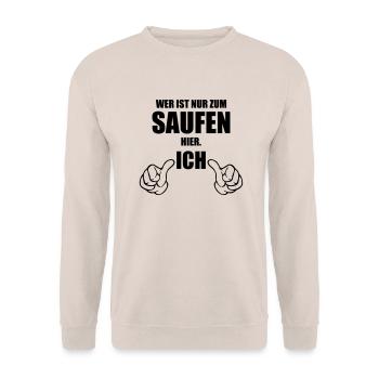 nur zum saufen hier - Unisex Pullover - Sand - Vorne - Alina (178cm) & Michal (187cm)