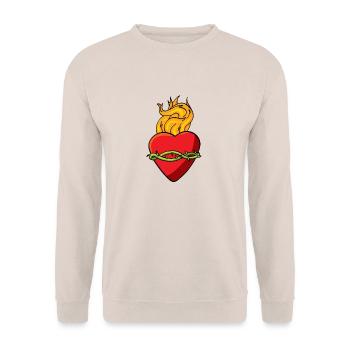 sacredheart3 - Unisex Pullover - Sand - Vorne - Alina (178cm) & Michal (187cm)