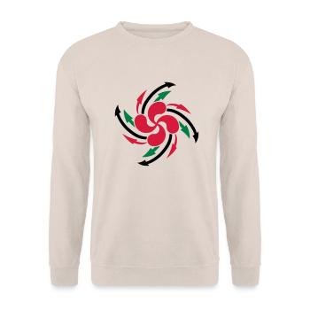 lauburu Basken Cross-Design - Unisex Pullover - Sand - Vorne - Alina (178cm) & Michal (187cm)