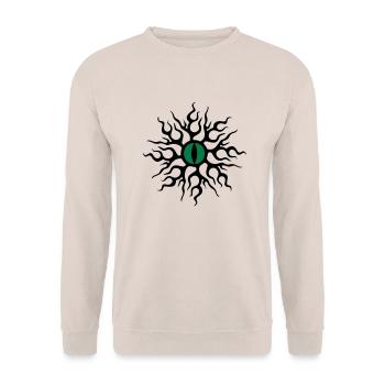 Drachenauge, Dragon Eye, Tattoo Style, Drache Auge - Unisex Pullover - Sand - Vorne - Alina (178cm) & Michal (187cm)