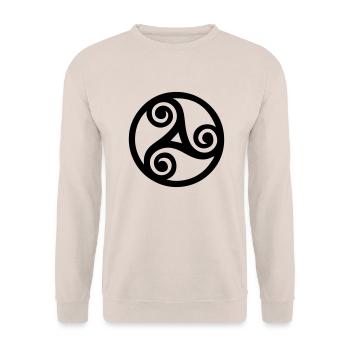 triskele celtic symbol in tattoo tribal style - Unisex Pullover - Sand - Vorne - Alina (178cm) & Michal (187cm)