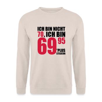 70 Geburtstag - Unisex Pullover - Sand - Vorne - Alina (178cm) & Michal (187cm)