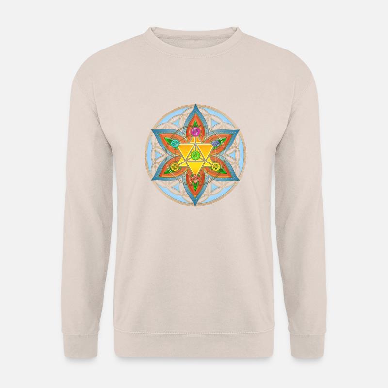 Merkaba, Blume des Lebens, Chakren, Metatron - Unisex Pullover - Sand