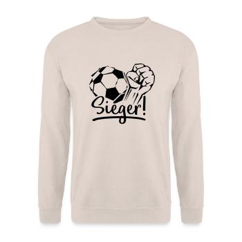 fussball faust sieger - Unisex Pullover - Sand - Vorne - Alina (178cm) & Michal (187cm)