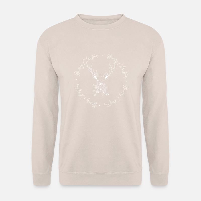 Merry Deer Circle - white - Unisex Sweatshirt - sand