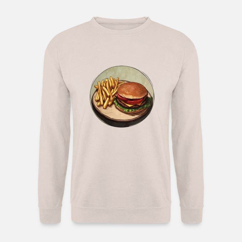 Klassischer Burger mit knusprigen Pommes - Unisex Pullover - Sand