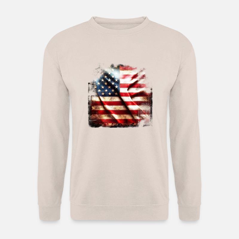 Flagge Amerika Grunge - Unisex Pullover - Sand