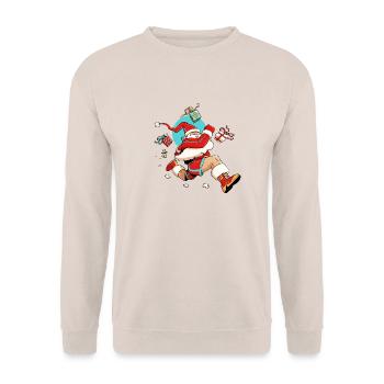 Läufer Weihnachtsmann - Unisex Pullover - Sand - Vorne - Alina (178cm) & Michal (187cm)