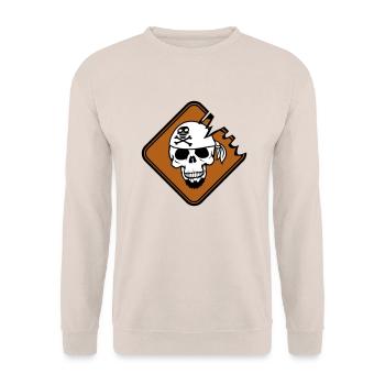 Bouclier de pirate Crâne de squelette Crâne Avertissement - Sweat-shirt Unisexe - sable - Devant - Alina (178cm) & Michal (187cm)