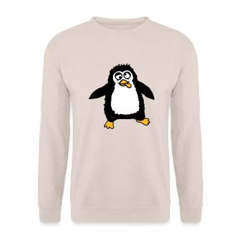Penguin baby looks confused dazed crazy cute - Unisex Sweatshirt - sand - Front - Alina (178cm) & Michal (187cm)