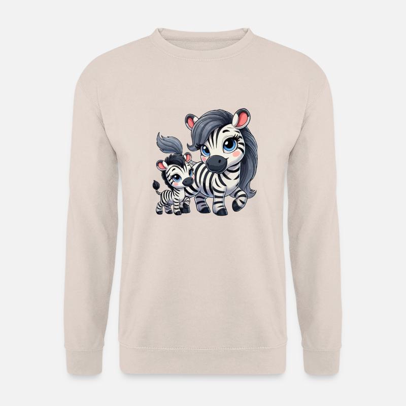 Zebra-Mutter mit Kind - Unisex Pullover - Sand