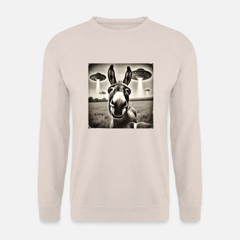 Lusitger Esel UFO Alien Selfie - Unisex Pullover - Sand
