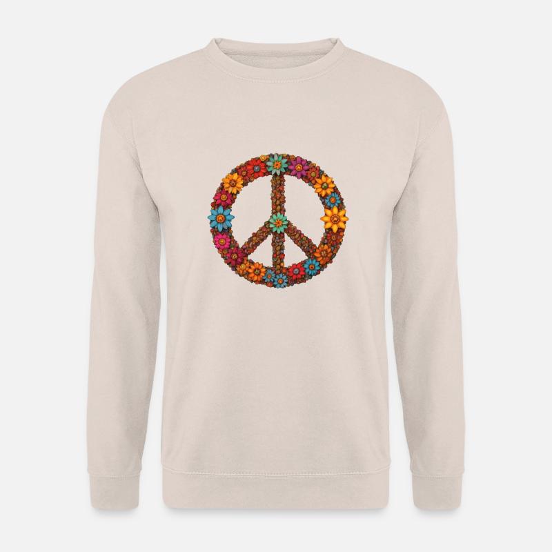 Friedenssymbol mit Blumen - Unisex Pullover - Sand