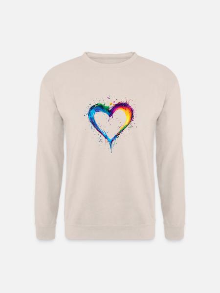 Buntes Herz Liebe Valentinstag Geschenk - Unisex Pullover - Sand