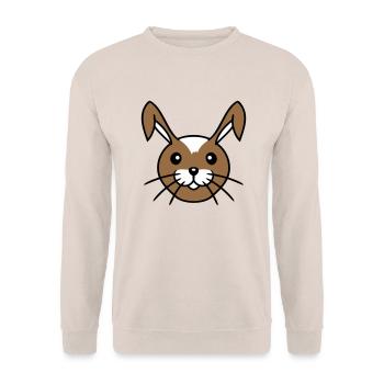 Hase Lustig Gesicht Lächeln glücklich freundlich - Unisex Pullover - Sand - Vorne - Alina (178cm) & Michal (187cm)