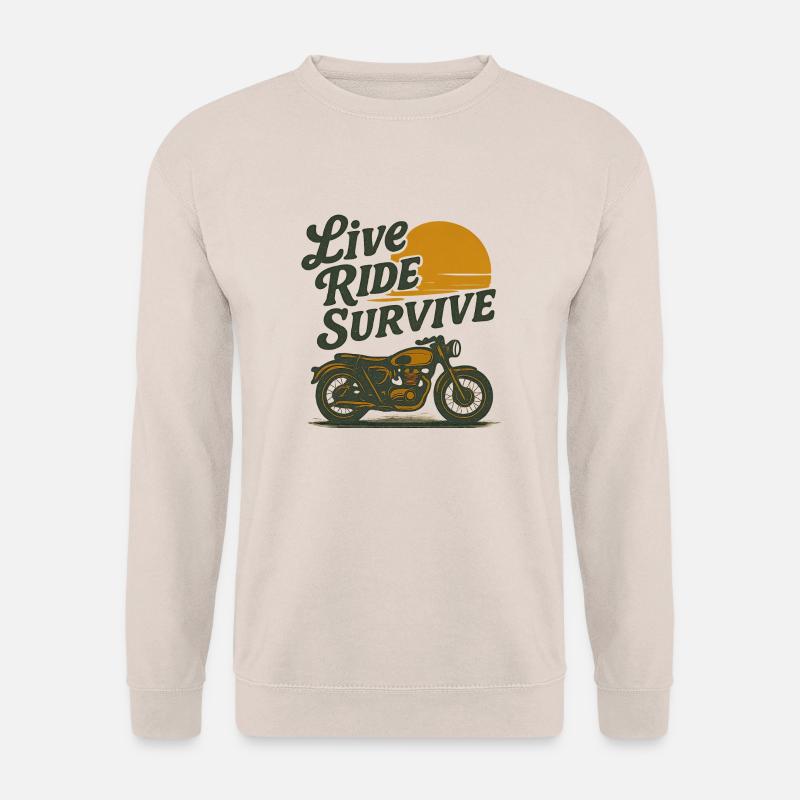 Motorrad Live Ride Survive Vintage Style - Unisex Pullover - Sand