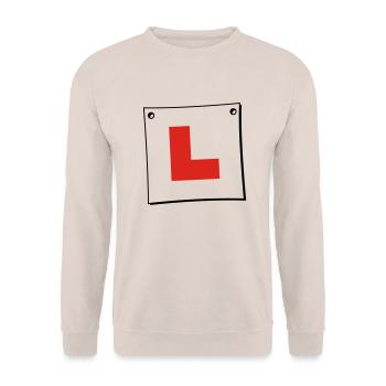 Learner Plate - Unisex Sweatshirt - sand - Front - Alina (178cm) & Michal (187cm)