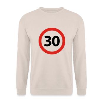 30. Geburtstag - Unisex Pullover - Sand - Vorne - Alina (178cm) & Michal (187cm)