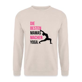 Die besten Mamas machen Yoga - Unisex Pullover - Sand - Vorne - Alina (178cm) & Michal (187cm)