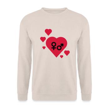 Symbole im Herz - Unisex Pullover - Sand - Vorne - Alina (178cm) & Michal (187cm)