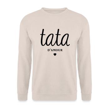 TATA D'AMOUR - Sweat-shirt Unisexe - sable - Devant - Alina (178cm) & Michal (187cm)