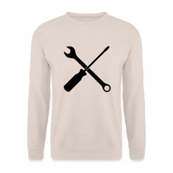 Schraubenzieher Schlüssel - Unisex Pullover - Sand - Vorne - Alina (178cm) & Michal (187cm)