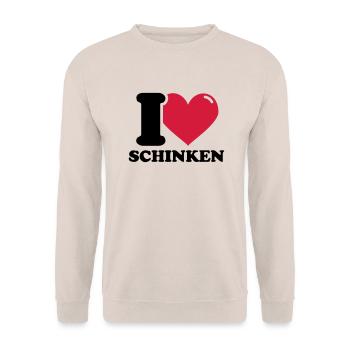I love Schinken - Unisex Pullover - Sand - Vorne - Alina (178cm) & Michal (187cm)
