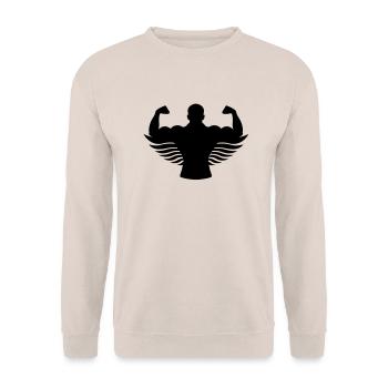 body building angel - Unisex Pullover - Sand - Vorne - Alina (178cm) & Michal (187cm)