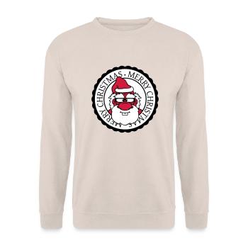 santa claus round circle stamp nikolaus weihnac - Unisex Sweatshirt - sand - Front - Alina (178cm) & Michal (187cm)