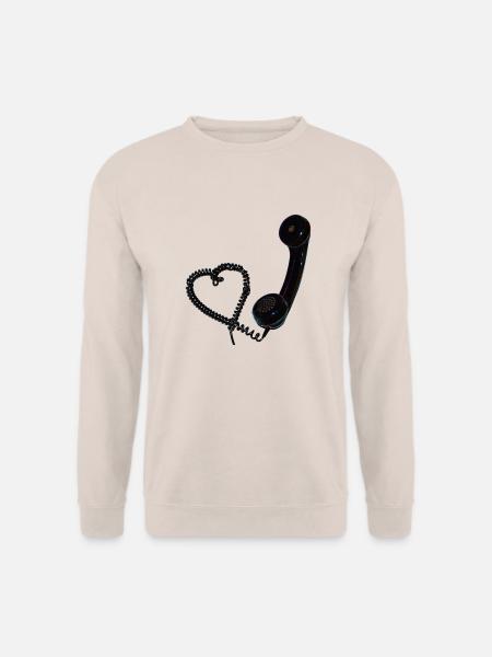 Retro Telefonhörer mit Herz - Unisex Pullover - Sand