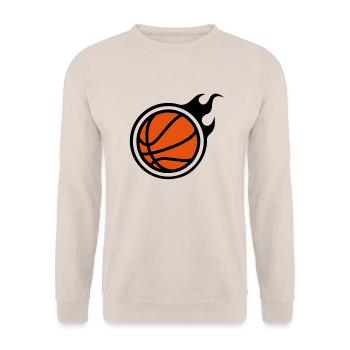 Basketball mit Flammen - Unisex Pullover - Sand - Vorne - Alina (178cm) & Michal (187cm)