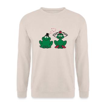 Mariage - JGA - mariée - Paire - Frog Couple - 3C - Sweat-shirt Unisexe - sable - Devant - Alina (178cm) & Michal (187cm)