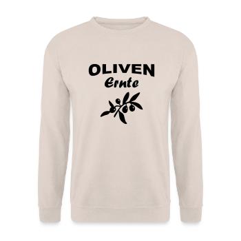Olivenernte Oliven - Unisex Pullover - Sand - Vorne - Alina (178cm) & Michal (187cm)